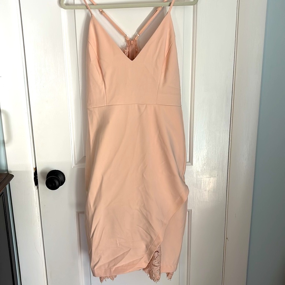 Pink Spaghetti Strap Lace Dress